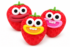 Crunchy Strawberry Squishy Toy with Face – Cute Fruit Fidget Toy