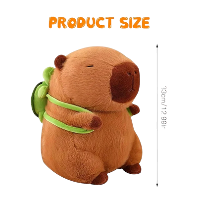 Cute cartoon capybara plush toy with turtle backpack