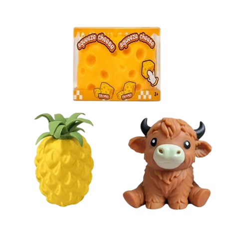 Cow Squishy, Cheese Squishy & Pineapple Squishy – Trio Squishy Bundle – Save $10
