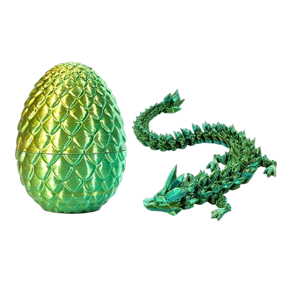 3D Printed Dragon in Egg Full Articulated Dragon Crystal Dragon