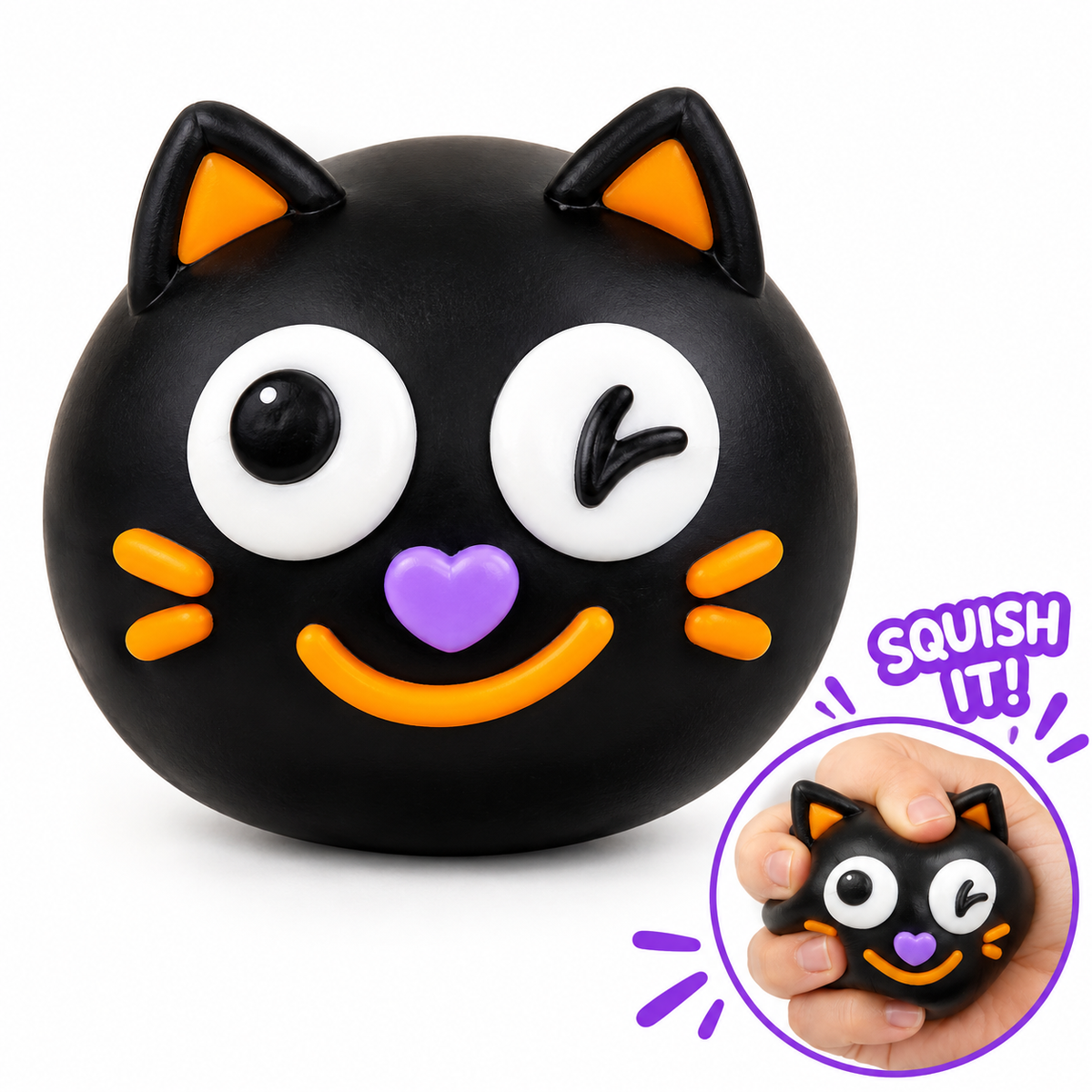 Halloween smushers Squishy Toys for Kids – Cute Pumpkin, Ghost & Cat Squeeze Toys- color may vary