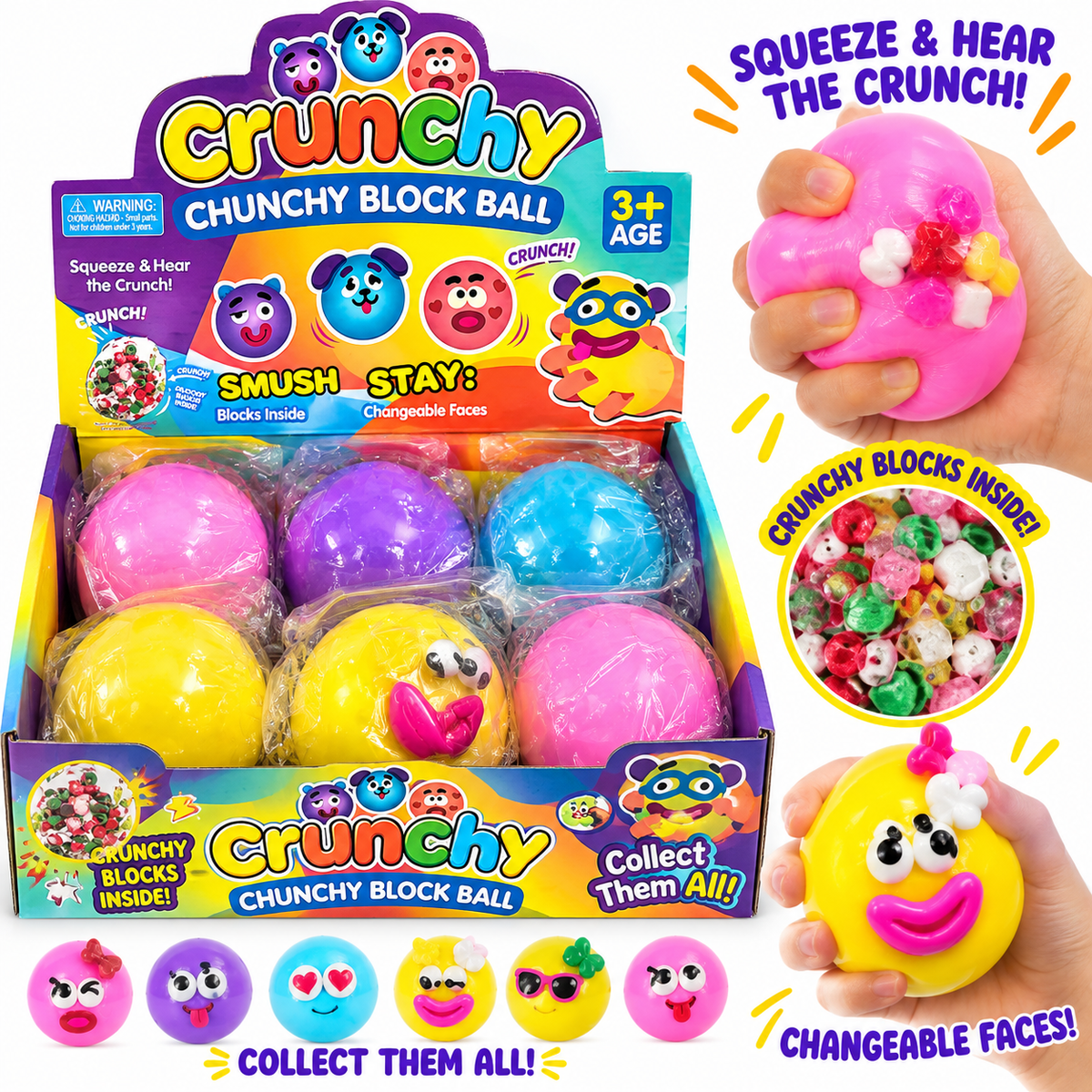 Crunchy Smushers Squishy Toy – Satisfying Crunchy Sensory Stress Relief Fidget Toy color may vary