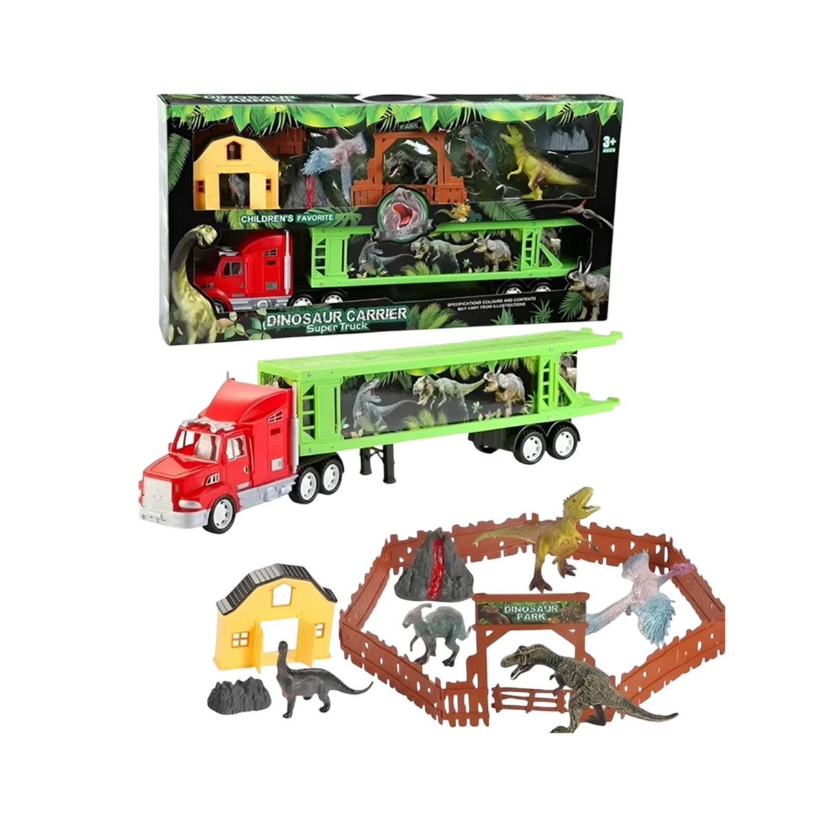 Dinosaur Carrier Truck With 4 Dinosaurs and 1 Vehicle