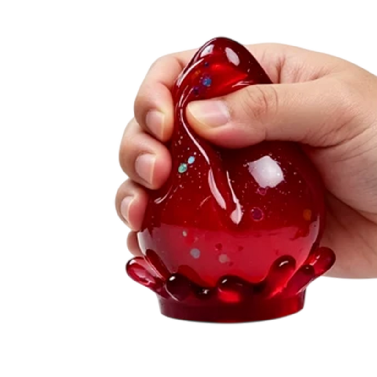 Squishy Raindrop Fidget Toy Glitter - Red