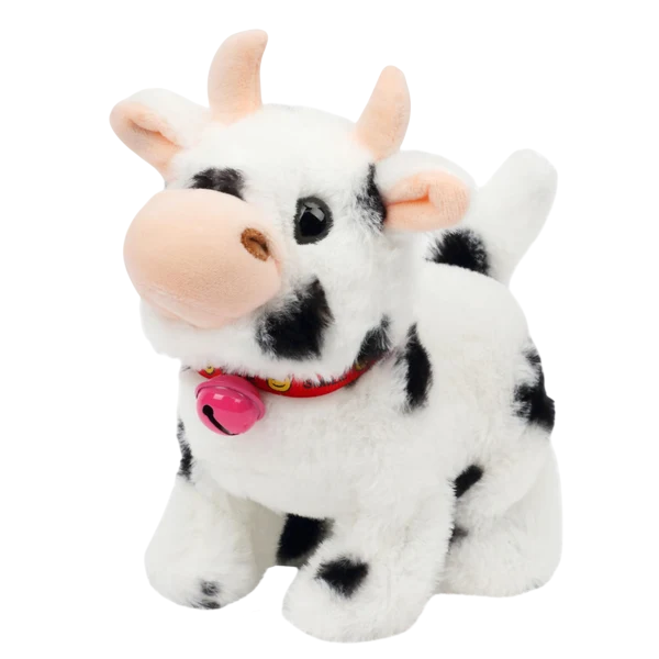 Hopearl Walking Cow Interactive Electronic Pet Plush Dairy Cattle Toy