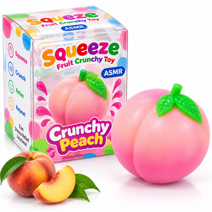 Crunchy Peach Squishy Toy – 3.5" Fruit Fidget Toy