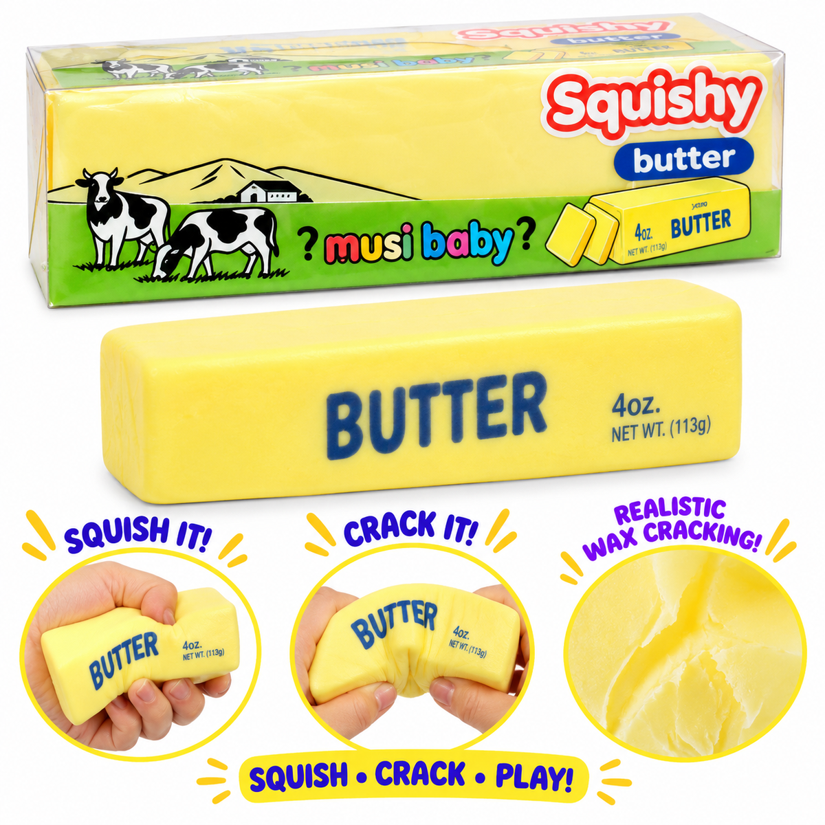Wax Cracking Butter Squishy – Satisfying ASMR Stress Relief Sensory Squeeze Toy