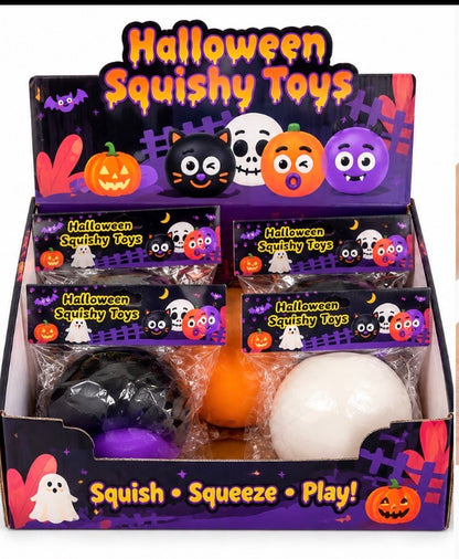 Halloween smushers Squishy Toys for Kids – Cute Pumpkin, Ghost & Cat Squeeze Toys- color may vary