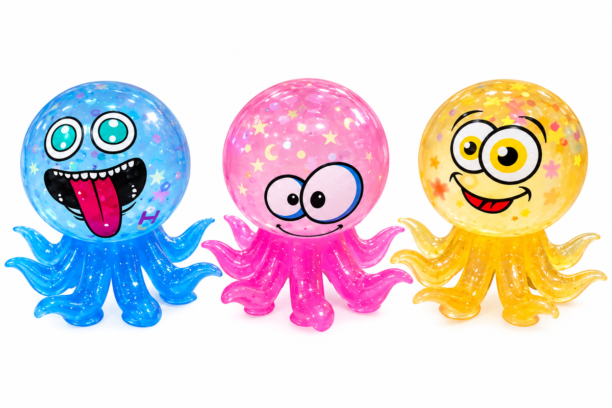Glitter sucker Squeeze Octopus Squishy Sensory Toy